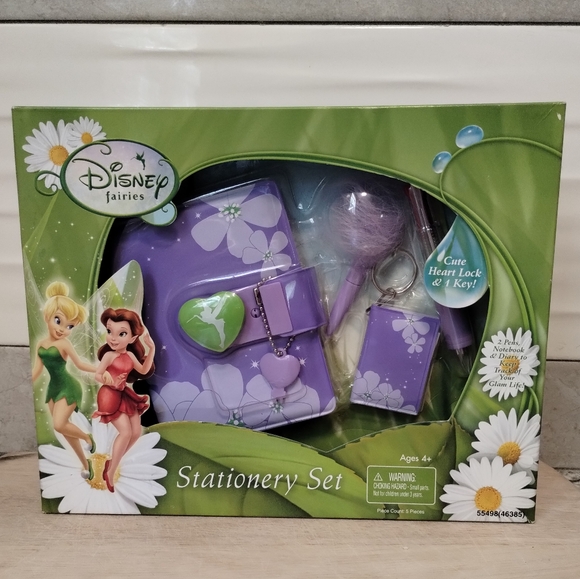 NWT Disney Fairies Tinkerbell  Heart Lock Dairy Stationery Set - Picture 1 of 6